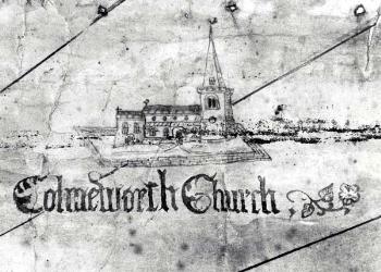 Colmworth church in 1624 [Z50/32/13]
